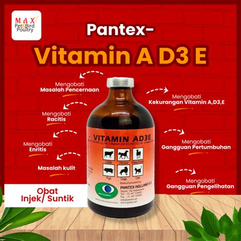 Vitamin AD3E Injek Untuk Hewan PANTEX HOLLAND 100ml Sapi Kuda Domba