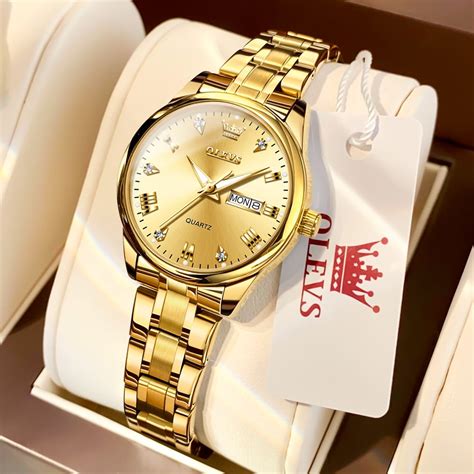 Olevs Women Watches Business Dress Female Ladies For Small Wrist Watch Gold Silver Tone