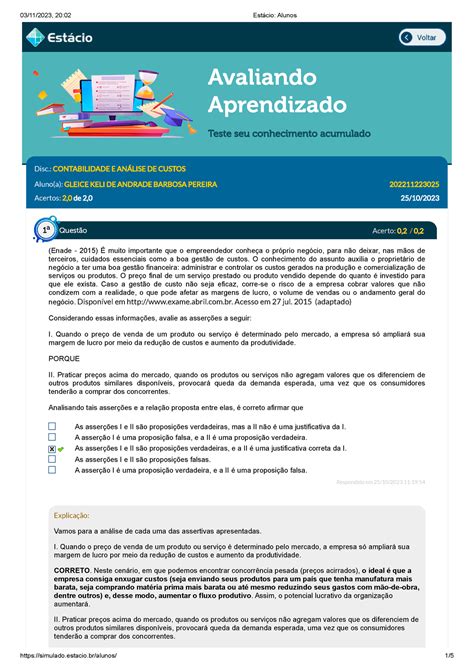 Avaliando aprendizado - Avaliando Aprendizado Teste seu conhecimento