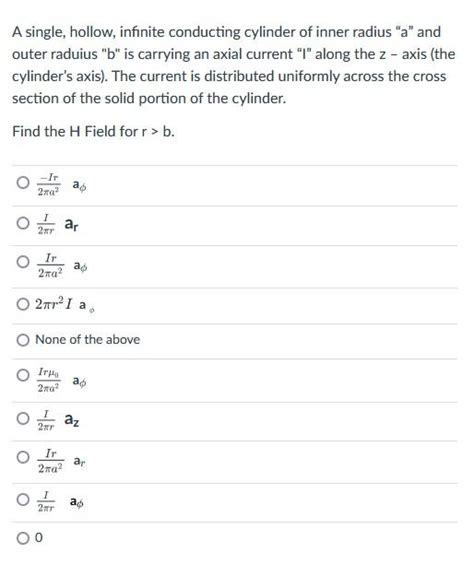 Solved A Single Hollow Infinite Conducting Cylinder Of