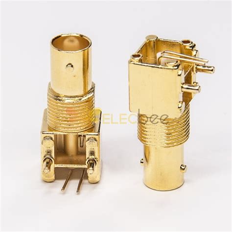 Bnc Connector Pcb Mount Right Angled Female Through Hole Gold Plating