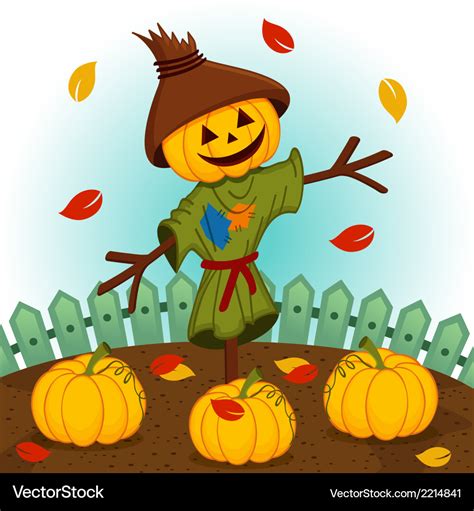 Scarecrow With A Pumpkin Head Royalty Free Vector Image