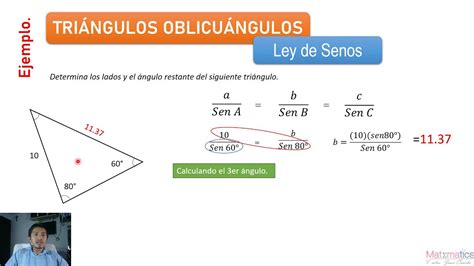 Ley De Senos Tri Ngulos Oblicu Ngulos Ejercicio Ejemplo Youtube