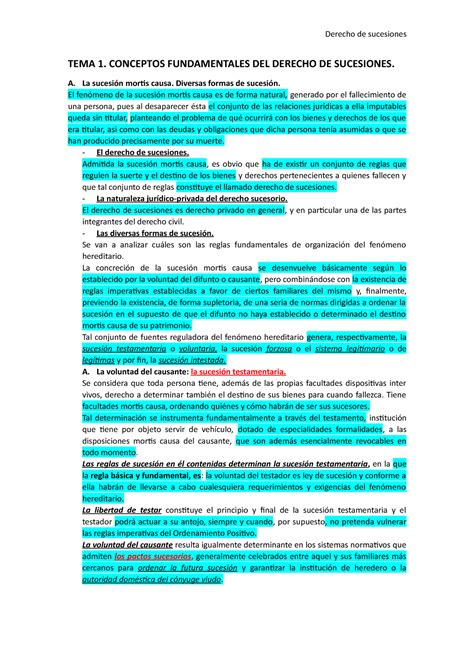 TEMA 1 Conceptos Fundamentales DEL Derecho DE Sucesiones TEMA 1