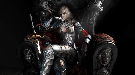 Warrior Queen On Throne Fantasy Hd Wallpaper By Junbba