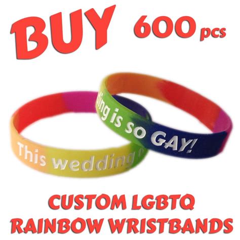 N6 Custom Printed Silicone Lgbtq Rainbow Pride Wristbands X 600 Pcs