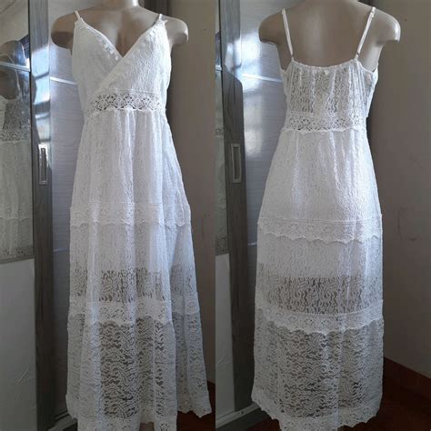 Vestido Longo Branco de Renda Casamento Civil Promoção Elo7