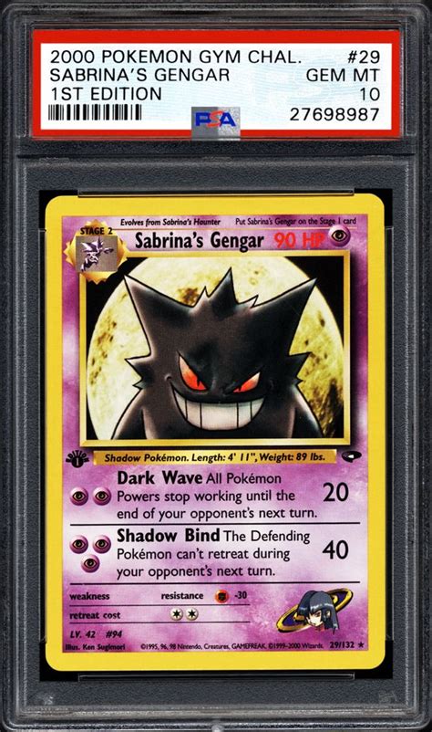 2000 Nintendo Pokemon Gym Challenge Sabrinas Gengar 1st Edition Psa