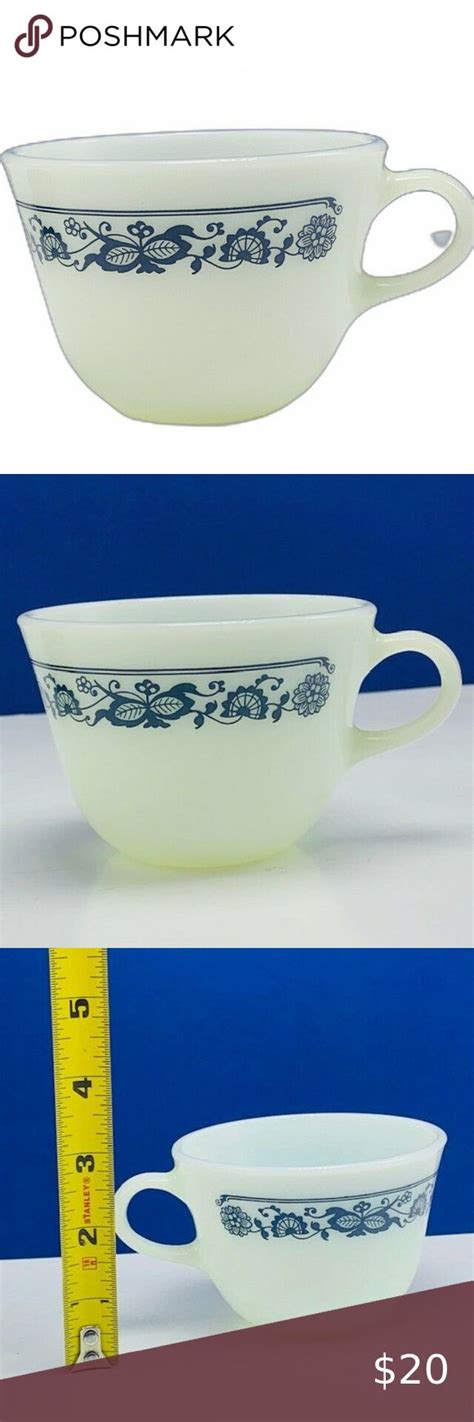 Pyrex Cup Old Town Blue Teacup Milk Glass Vtg 32 Tea Cups Milk Glass