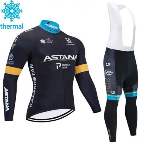 Tenue Cycliste Manches Longues Et Collant Bretelles Astana Pro