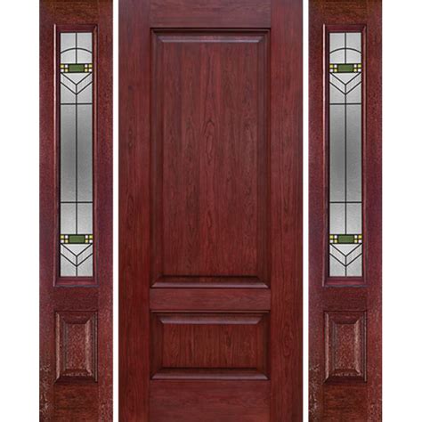 ESWDA 54x80 Exterior Cherry Two Panel Single Entry Door Sidelights GR