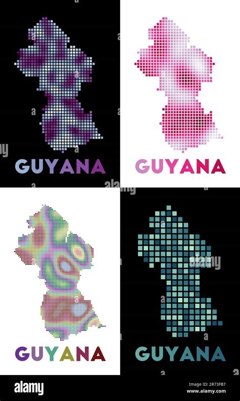 Guyana map. Collection of map of Guyana in dotted style. Borders of the ...