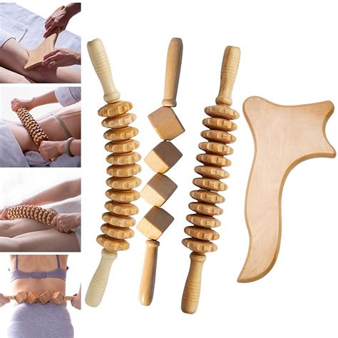 Buy Mikako Wooden Lymphatic Drainage Tool 4 Pcs Set Wood Therapy