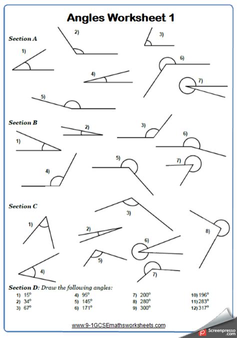 Angles And Measurements Worksheets