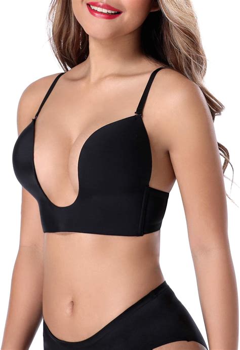 Autbre Womens Deep Plunge Bra Sexy Seamless Convertible Push Up