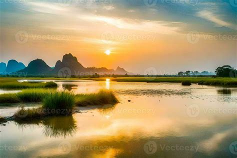 the sunrise over the li river, li river, china, sunrise, landscape ...