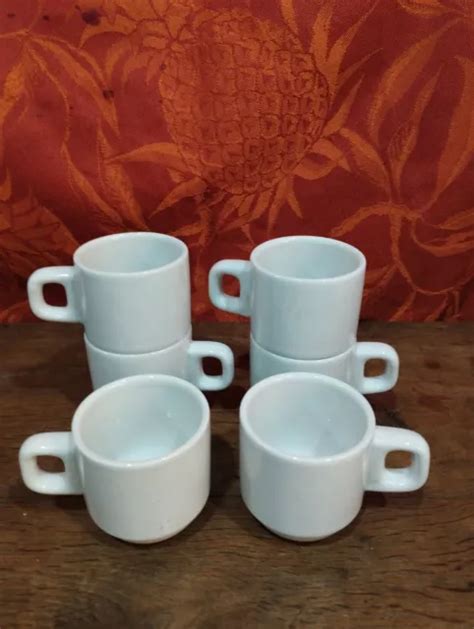 Lot De Tasses Caf Bistrot Empilables En Porcelaine Blanche