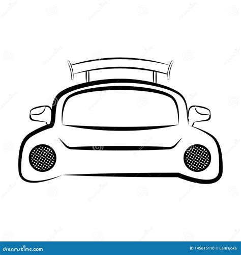 Front View of a Racing Car Sketch Stock Vector - Illustration of vector ...