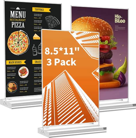 A4 Acrylic Sign Holder 3 Pack Menu Holders T Shape Clear Poster Menu