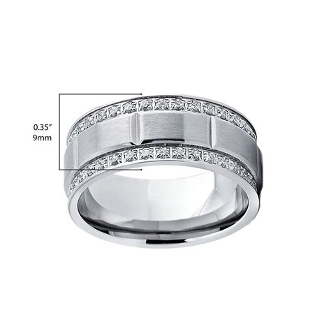 Mens Titanium Wedding Band Ring Double Row Cubic Zirconia Cz Eternity Metal Masters Co