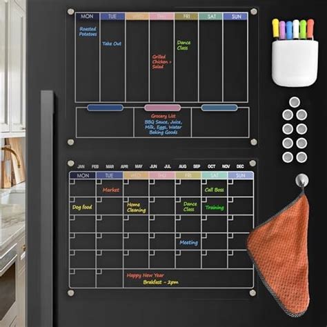 West Sage Coloured Acrylic Magnetic Monthly And Weekly Fridge Planner