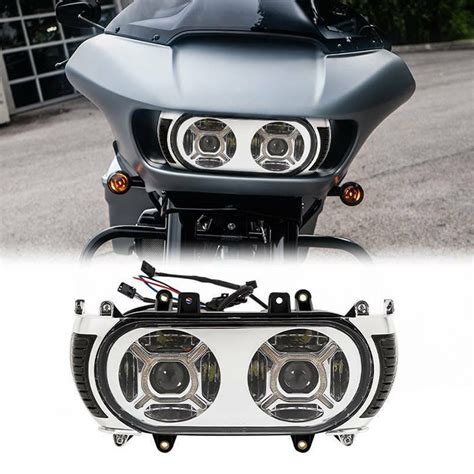 Harley Davidson Road Gilde Dual Led Headlight Highlow Beam With Side Marker Turn Signals For