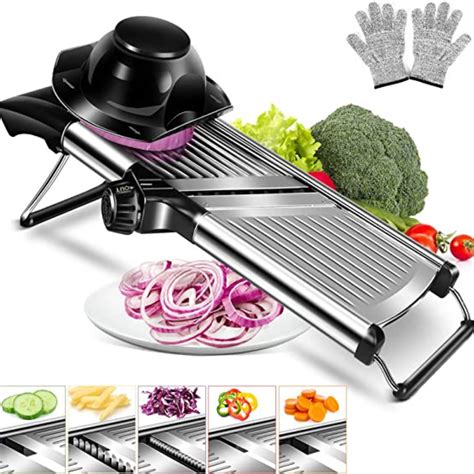 MASTERTOP Adjustable Mandoline Slicer Slice, Julienne, and Waffle Cut ...