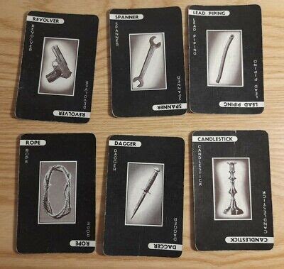 VINTAGE SET OF 6 Cluedo Murder Weapons Cards £0.99 - PicClick UK