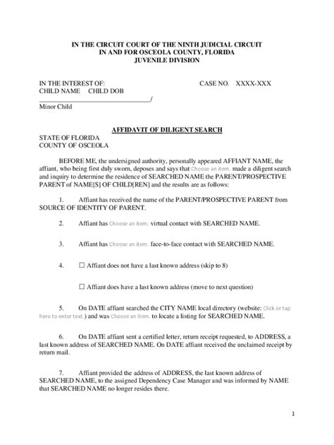 Fillable Online 06ds Affidavit Osceolain The Circuit Court Of The Ninth