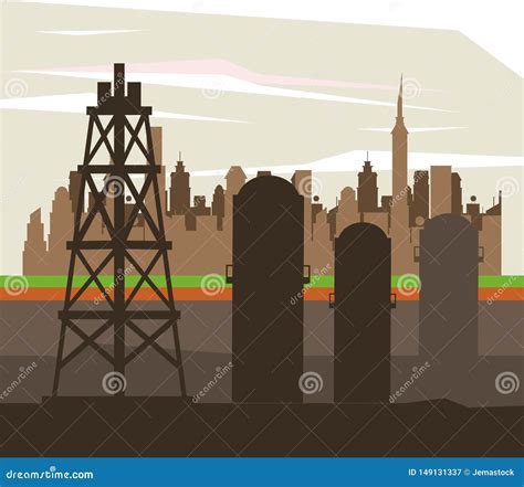 Ind Stria Petroleira E Maquinaria Ilustra O Do Vetor Ilustra O De