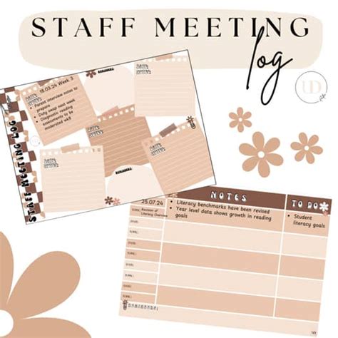 VIBIN VINTAGE NUDE Staff Meeting Log Editable Organisation Planning