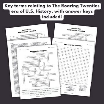 The Roaring Twenties U S History Crossword Puzzle Word Search