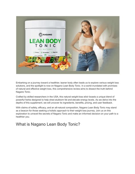 Nagano Lean Body Tonic Reviews Exposing The Realities Of This Weight