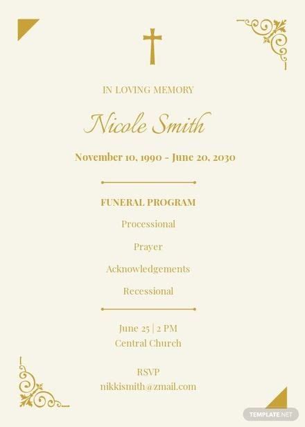 Baptist Church Funeral Program Template in Word, Google Docs, Publisher ...