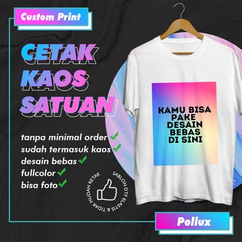 Jual Cetak Kaos Satuan Custom Gambar Bebas Sablon Dtf Combed S A