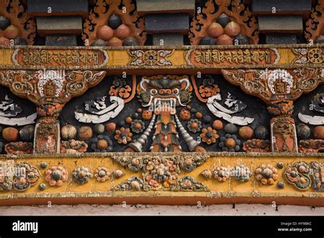 Ornate Wood Carved Architectural Detail At The Punakha Dzong Punakha