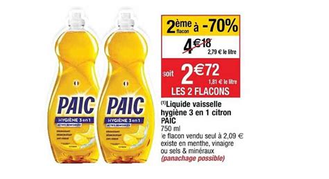 Promo Liquide Vaisselle Hygi Ne En Citron Paic Chez Cora