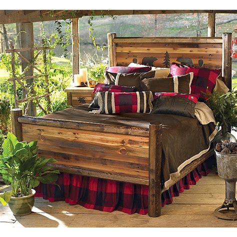 Rustic Beds Twin Size Bear Paw Barnwood Bed With Bear Carvingsblack