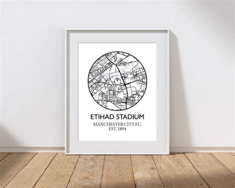 Manchester City FC Etihad Stadium Print Manchester City FC Etsy