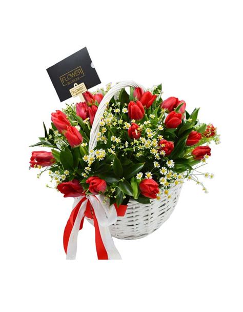 Tulips in a Basket - Flower Boutique