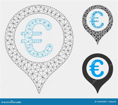 Euro Geotargeting Vektor Mesh Carcass Model Und Dreieck Mosaik Ikone