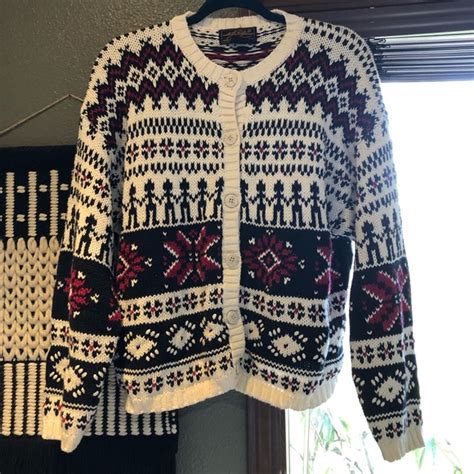 Vintage Sweaters Vintage Eddie Bauer Ski Fair Isle Cardigan Sweater Poshmark