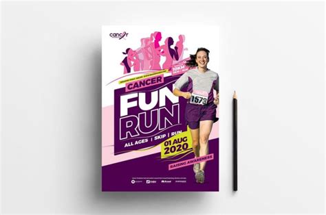 A4 Cancer Fun Run Advertisement Template In Psd Ai And Vector Fun Run Flyer Template And Sample