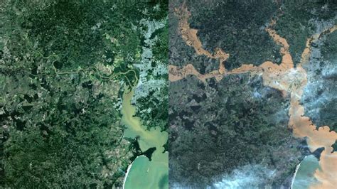 Satélite mostra antes e depois das chuvas no Rio Grande do Sul