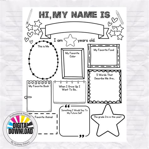 All About Me Get To Know Me Back To School Printable Student All About