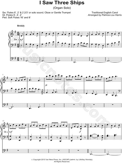 Traditional English Carol I Saw Three Ships Sheet Music In G Major Download And Print Sku