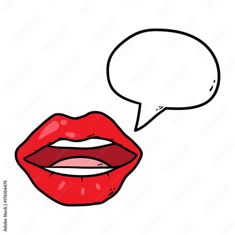 Cartoon Lips With Speech Bubble Stock Vector Adobe Stock