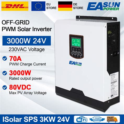 EASUN 3000W 24V Solar Wechselrichter OFF GRID 230VAC PWM 70A 50Hz 60Hz