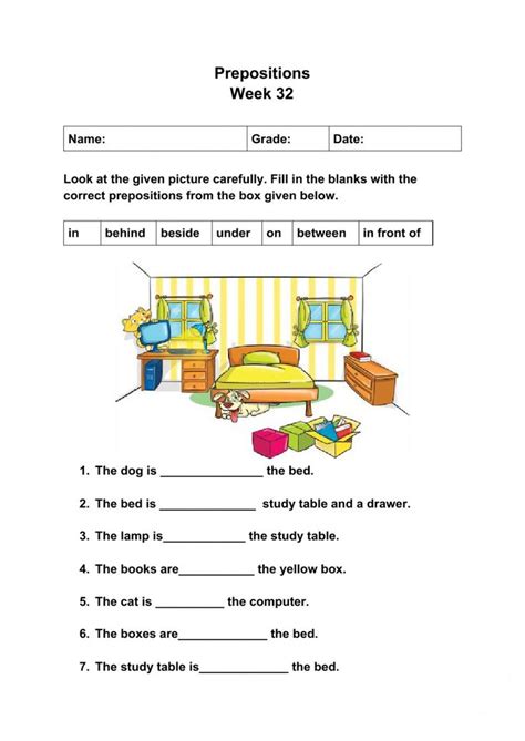 Prepositions Worksheet For Grade Icse