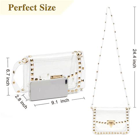 Clear Crossbody Bag Stadium Approved Coromay Fashion Rivet Decor